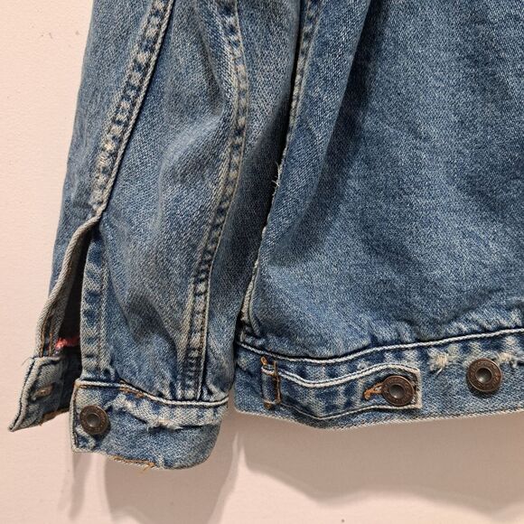 Free People Ramona Distressed Western Vintage Denim Trucker Jacket Lrg Southbank - Picture 10 of 16